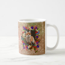 Vitoriano Floral Fox e Butterfly Copfee Coffee Mug