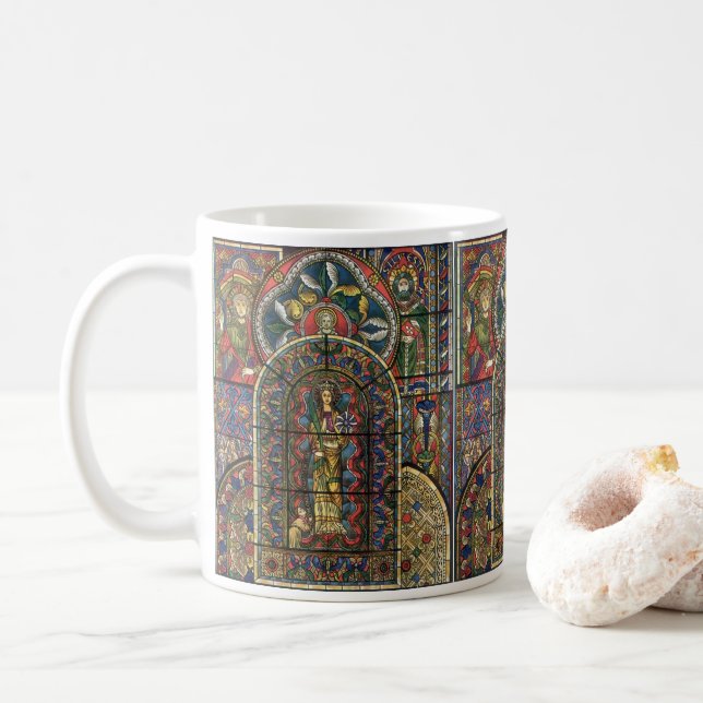 Caneca De Café Vitral de Igreja, Arquitetura Antiga (Com Donut)