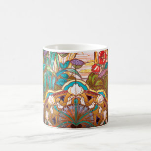 Caneca De Café Vitral do nouveau da arte floral