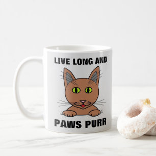 Caneca De Café Viva Longo e Patas Ronronam Gato Divertido