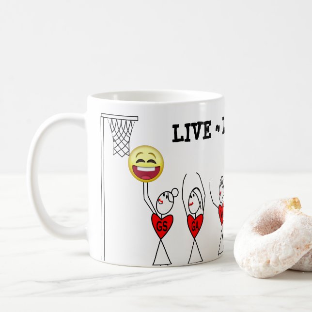 Caneca De Café Vive o Netball engraçado de Emoji do jogo do riso (Com Donut)