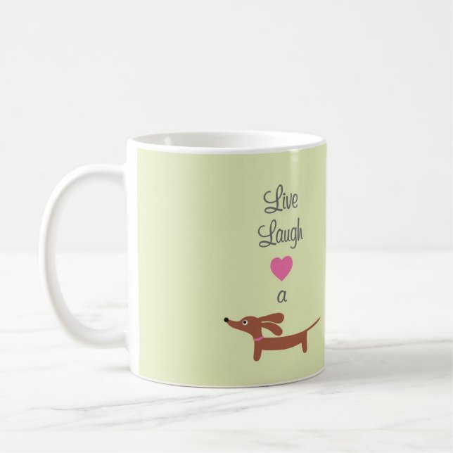 Caneca De Café Vive o riso e ama um Dachshund (Esquerda)