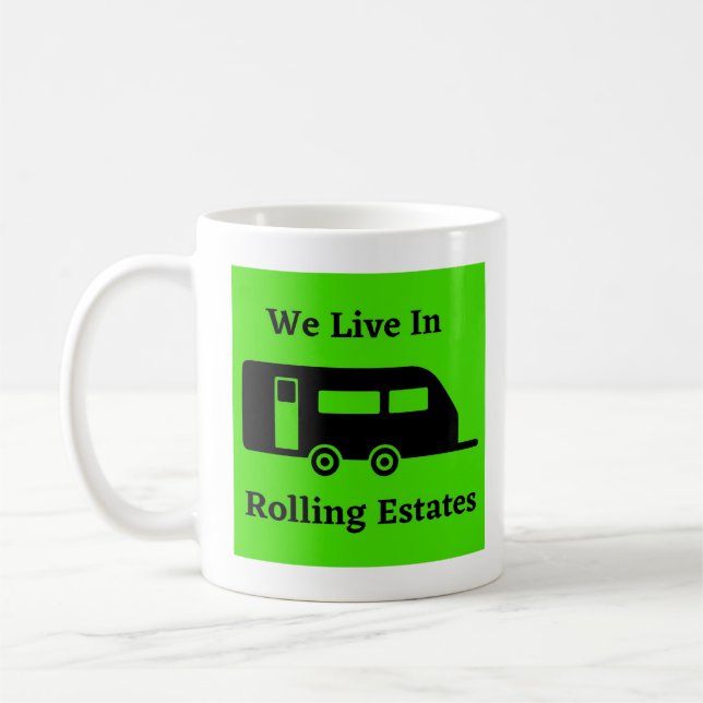 Caneca De Café Vivemos Em Rolling Estates - Viagem Trailer (Esquerda)