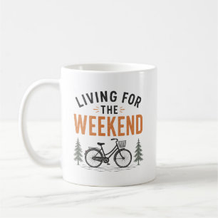 Caneca De Café Vivendo para a Aventura de Bicicleta de Fim de Sem