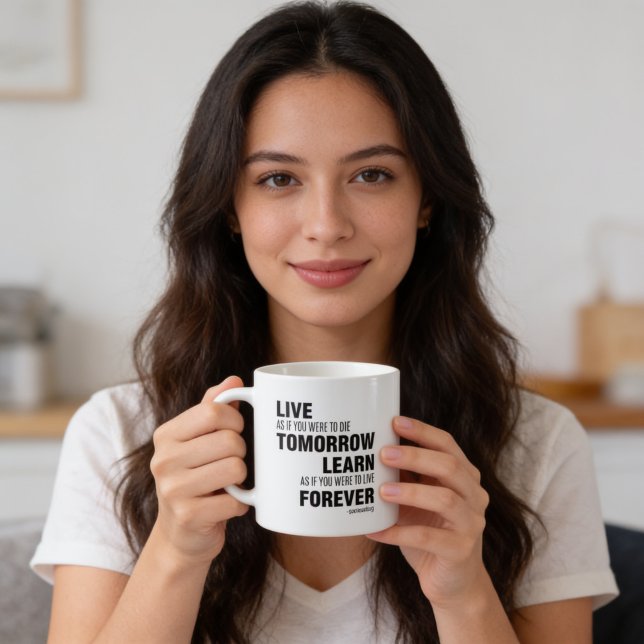 Caneca De Café Viver e Aprender – Mahatma Gandhi  (Beautiful quote to start your day with your morning coffee)