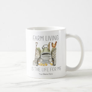 Caneca De Café Viver na Fazenda é a Vida para Mim Galinhas Aquare