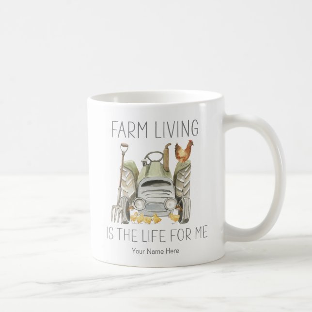 Caneca De Café Viver na Fazenda é a Vida para Mim Galinhas Aquare (Direita)