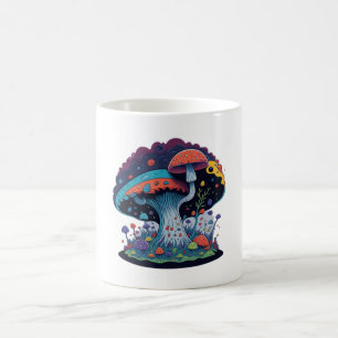Caneca De Café Vivididamente Detalhada Aquarela Arte De Cogumelo