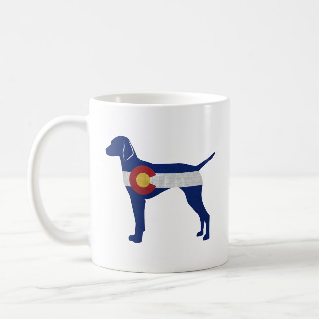 Caneca De Café Vizsla Dog Breed Silhouette Colorado Flag (Esquerda)