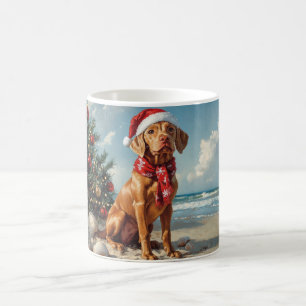 Caneca De Café Vizsla Dog Christmas Vintage Beach