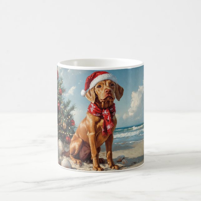 Caneca De Café Vizsla Dog Christmas Vintage Beach (Centro)