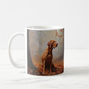 Caneca De Café Vizsla nas Folhas Caídas do Outono Inspira