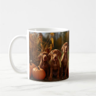 Caneca De Café Vizsla Puppy Autumn Delight Pumpkin