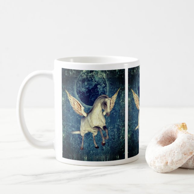 Caneca De Café Voando Pegasus Horse Fantasy (Com Donut)