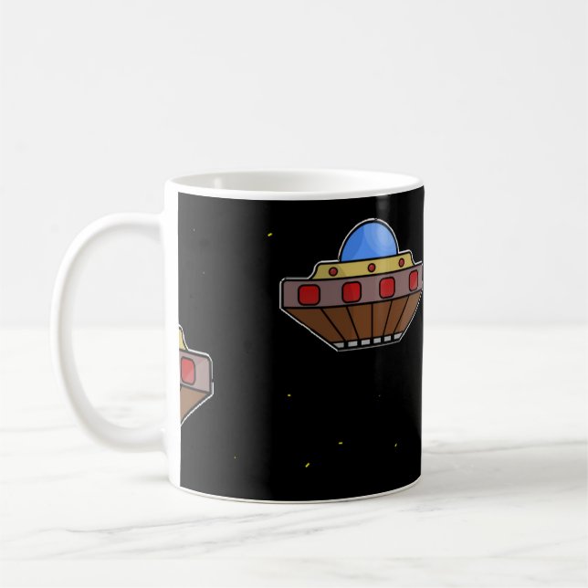 Caneca De Café Voando ufo no espaço preto (Esquerda)