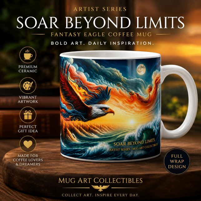Caneca De Café Voar Além dos Limites Arte Fantástica Águia (Criador carregado)