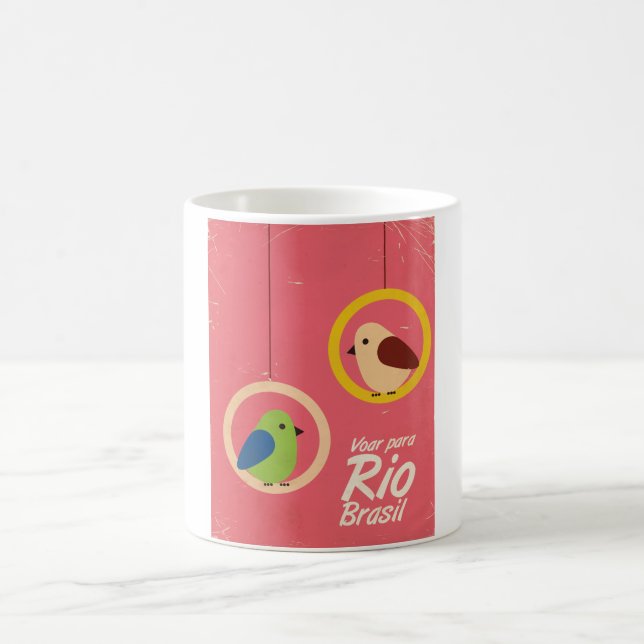 Caneca De Café Voar para o Rio, Brasil pôster de viagem. (Centro)
