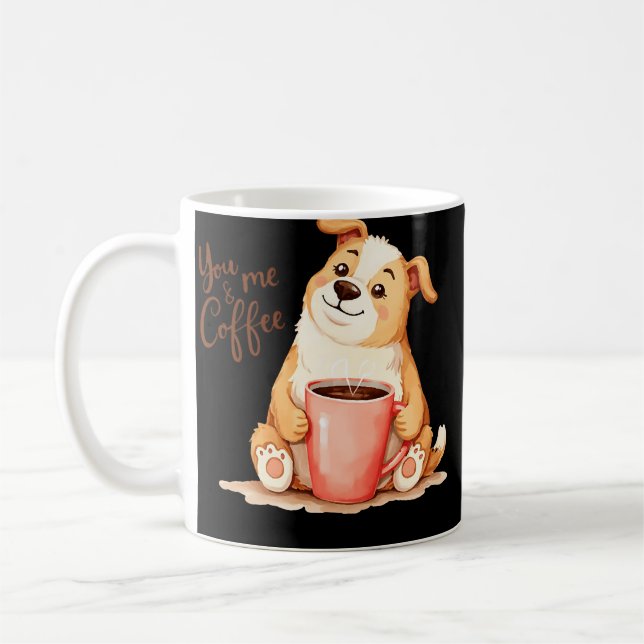 Caneca De Café Você & Café - Corgi Fofo & Café Aconchegante (Esquerda)