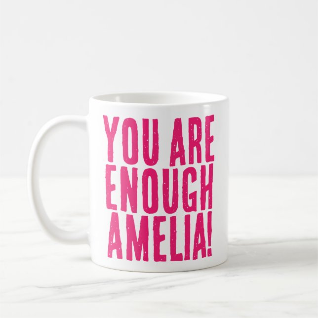 Caneca De Café Você Chega De Mensagem Motivativa Rosa Quente (Esquerda)