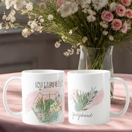 Caneca De Café Você Cultiva Garota Fábrica Lover Suculenta Glitte