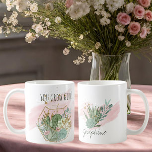Caneca De Café Você Cultiva Garota Fábrica Lover Suculenta Glitte