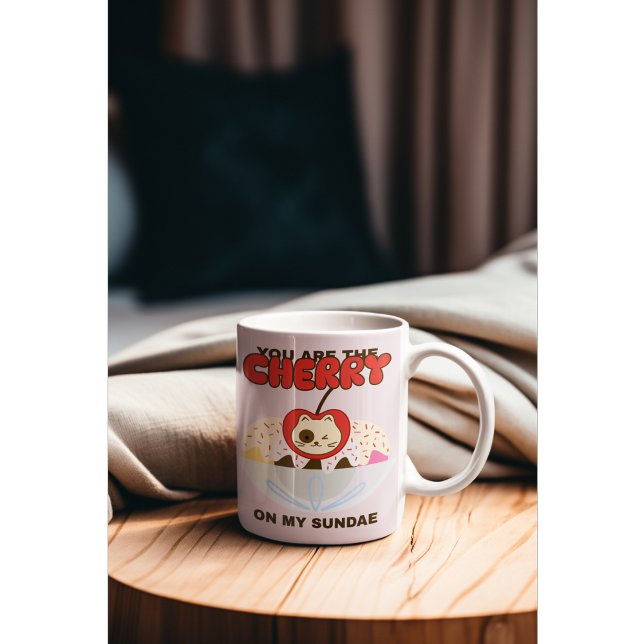 Caneca De Café Você é a cereja do meu gato sundae (Criador carregado)