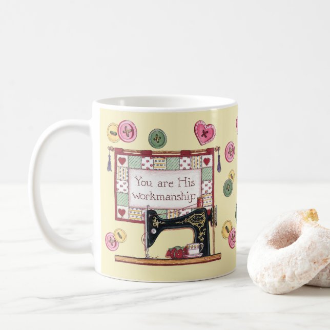 Caneca De Café Você é a máquina de costura de trabalho de Deus (Com Donut)