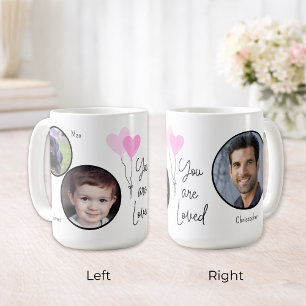 Caneca De Café Você É Amado Balões de Coração com Foto Personaliz