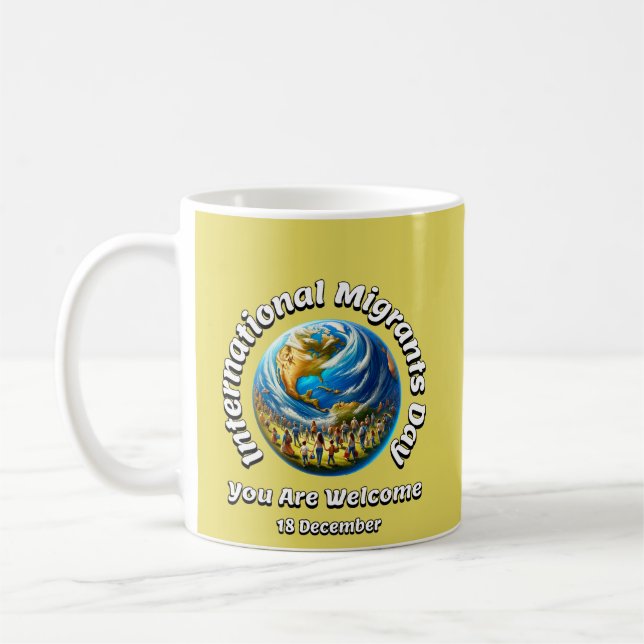 Caneca De Café Você É Bem-Vindo. Dia Internacional dos Migrantes (Esquerda)