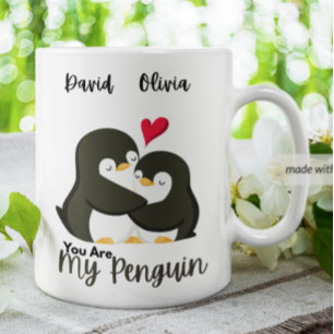 Caneca De Café Você é meu pinguim - Casais de nome personalizado