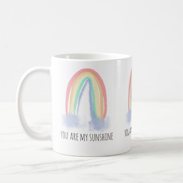 Caneca De Café Você é meu sol arco-íris pintado aquarela   (Esquerda)