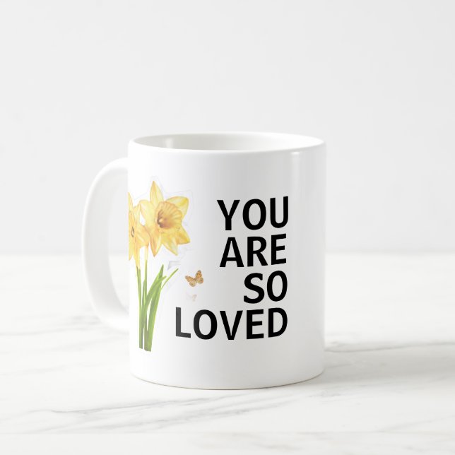 Caneca De Café Você É Tão Amado Floral Cristão (Frente Esquerda)