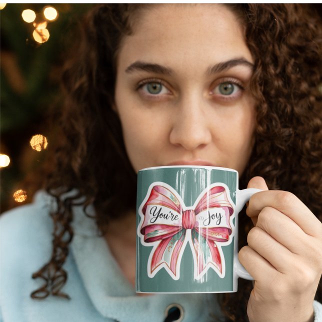 Caneca De Café Você é uma Joy Mug (Empower someone special this holiday with this watercolor bow, "You're a joy" mug! )