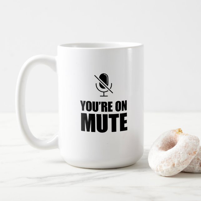 Caneca De Café Você está com Mute - Zoom Chame Humor (Com Donut)