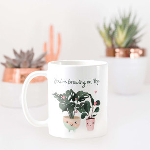 Caneca De Café Você está crescendo em mim, plantas com aquarela