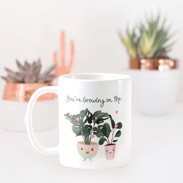 Caneca De Café Você está crescendo em mim, plantas com aquarela (Criador carregado)