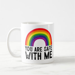 Caneca De Café Você Está Seguro Comigo Orgulho LGBTQ Mês Arco-Íri
