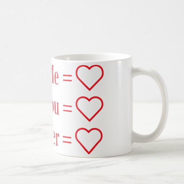 Caneca De Café Você + Eu = ❤️ | Design de Amor Romântico Personal (Direita)