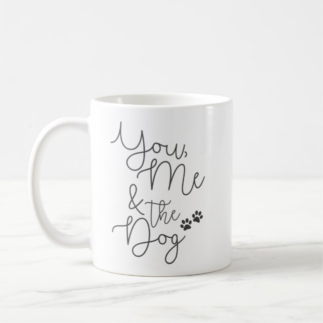 Caneca De Café Você, eu e o cão, preto e branco minimalista (Esquerda)