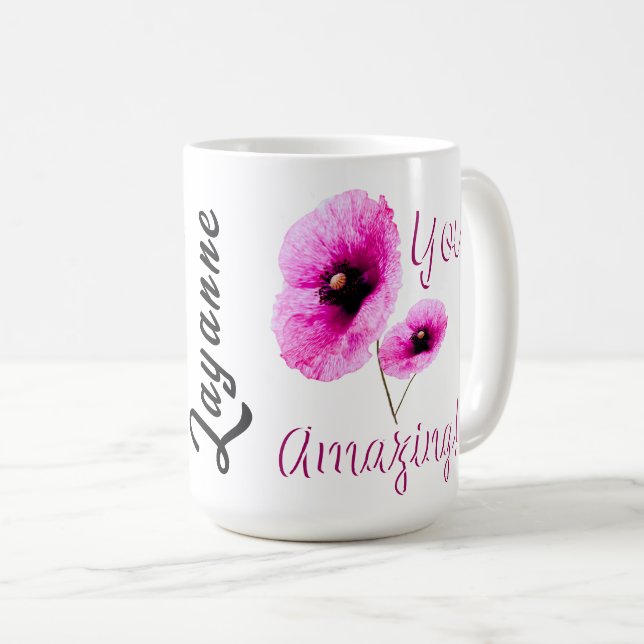 Caneca De Café Você Incrível Floral Rosa (Frente Esquerda)