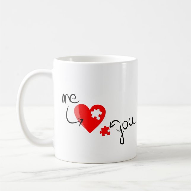 Caneca De Café Você Me Completa" Quebra-Cabeça de Coração – Prese (Esquerda)