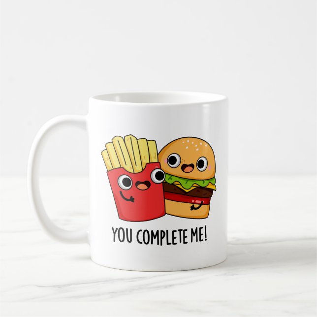 Caneca De Café Você Me Completou Engraçado Burger Fries Pun (Esquerda)