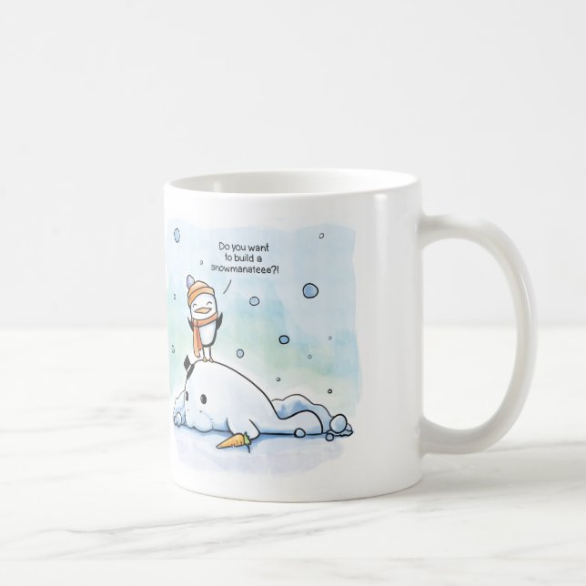 Caneca De Café Você quer construir um Snowmanatee - pinguim - (Direita)