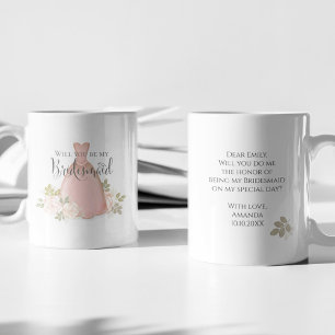 Caneca De Café Você será a minha Bridesmaid Blush Watercolor