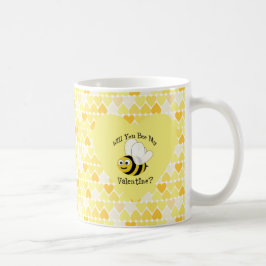 Caneca De Café Você Será Meu Namorados? Corações amarelos