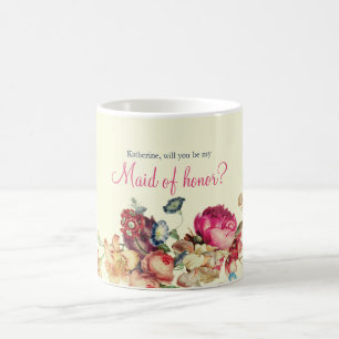 Caneca De Café Você será meu vintage floral da madrinha de