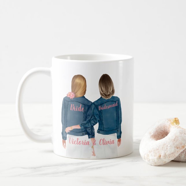 Caneca De Café Você será minha dama de Bridesmaid Jean Jaqueta Mu (Com Donut)