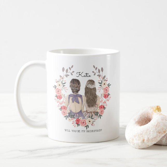 Caneca De Café Você será minha Dama de Honra/ Dama de Companhia n (Com Donut)