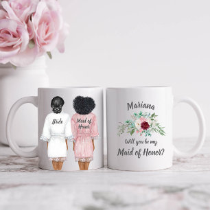 Caneca De Café Você será minha Dama de Honra? Garotas em Robes