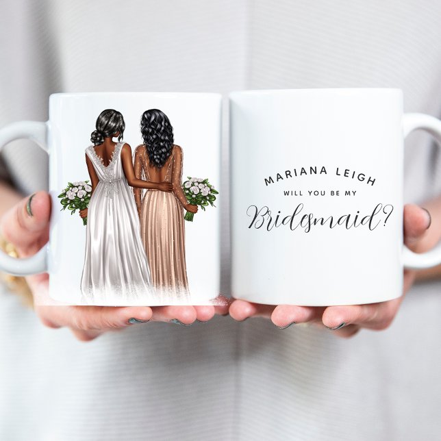 Caneca De Café Você será minha Dama de Honra? Garotas em Vestidos (Criador carregado)